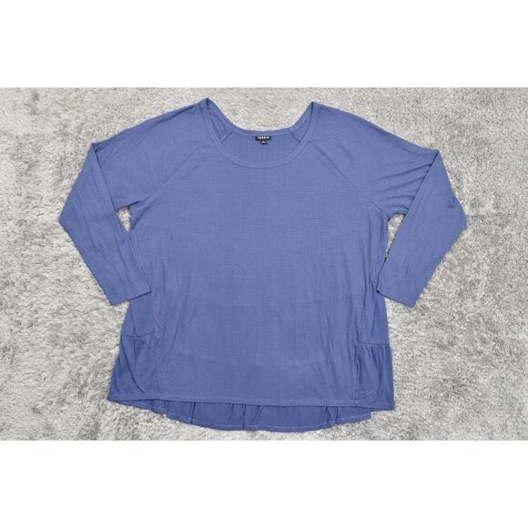 Torrid Blue Plus Size 3 Polyester Blouse - Preowned Flared Long Sleeve Stretch - Picture 3 of 9